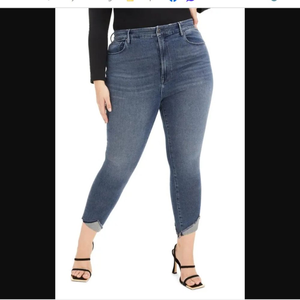 Good American Good Waist Tacked Hem Crop Skinny Jeans